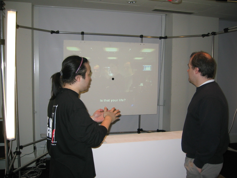 Ravensbourne student and Hal discuss the concepts