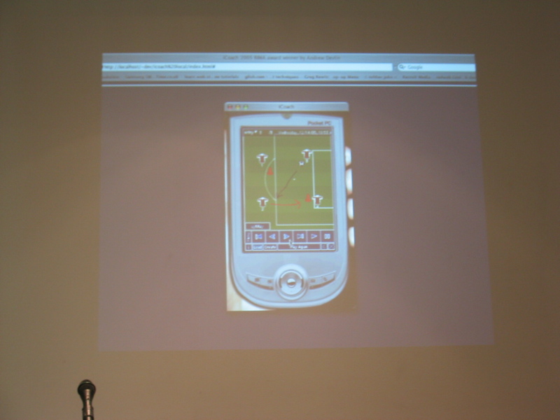 iCoach shown on a PDA simulator