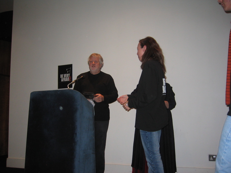 A student collects her gift