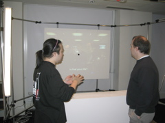 Ravensbourne student and Hal discuss the concepts