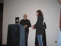 A student collects her gift