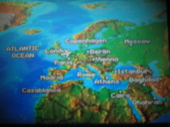 In flight map of Europe