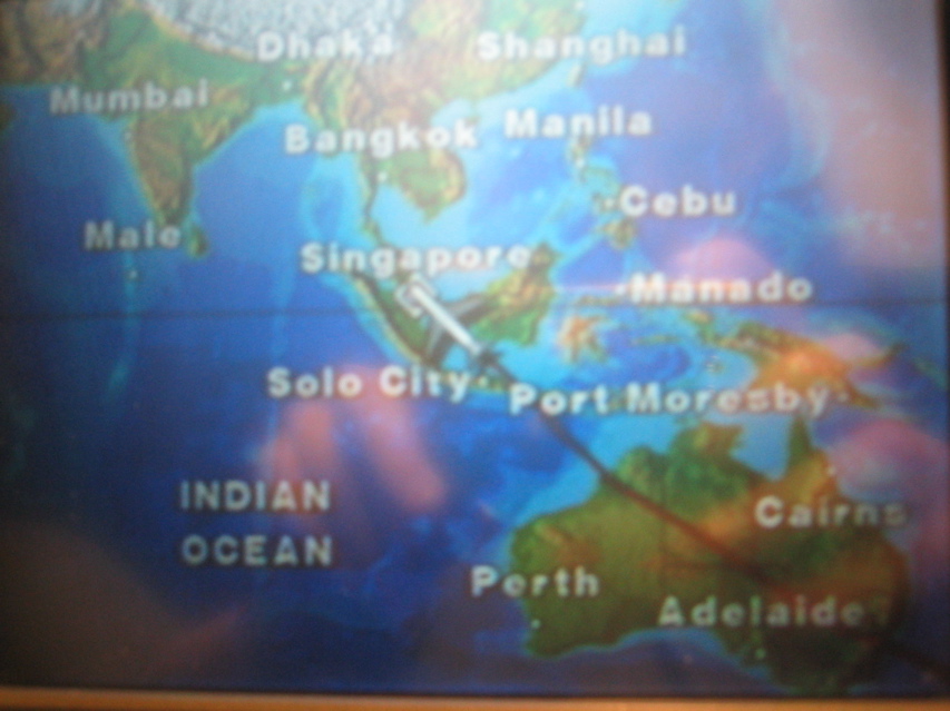 In flight map of Southern Hemisphere