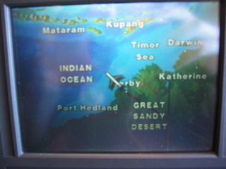 In flight map of Australia