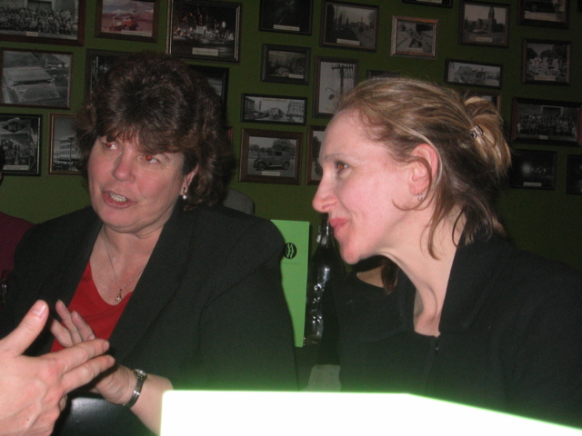 Headteacher and Joy Hooper listening to me!