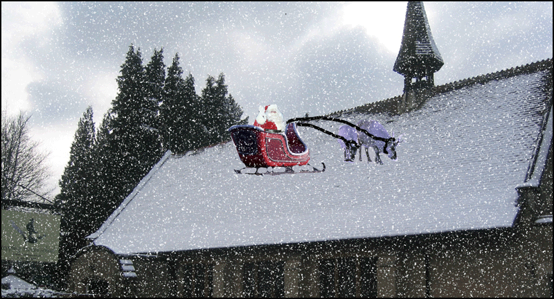 Santa on the school roof
