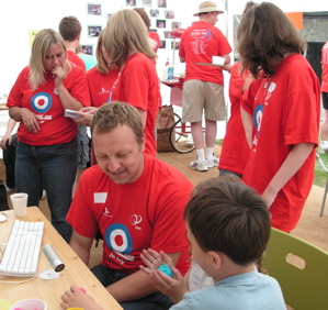 Terry Harman helping children with animation