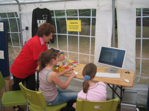 Anne Hayes working with young animators
