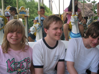 Jessica, Dom and Dan take to the Merry-go-round