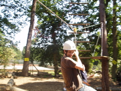 Dan flying down the zip line