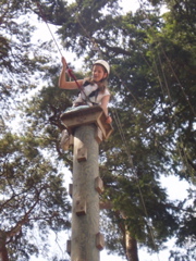 Zoe, almost standing on the platform