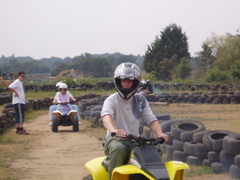 Jonathan races around the circuit, solo