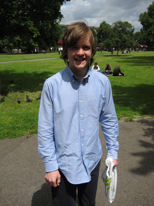 Dominic suitably dressed up for the day trip to London.