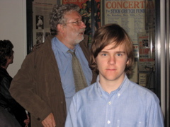 Dominic and Tom Fletcher examine the exhibits.