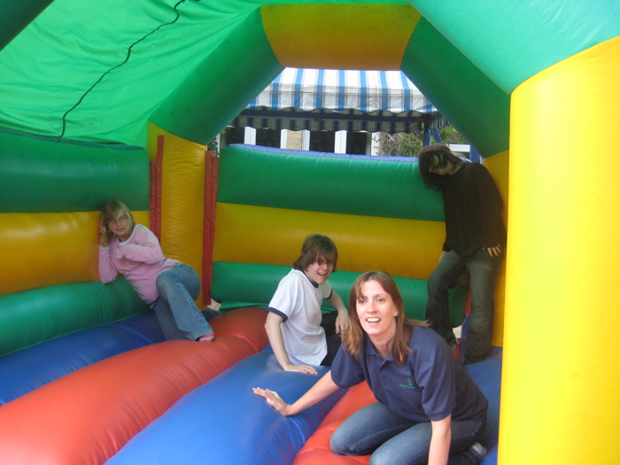 As you'll notice there is a slightly bigger kid also on the inflatable.