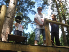 Jamie manages safety on the zip line