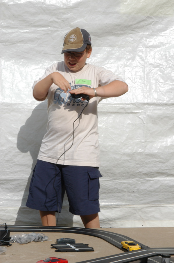 Ryan tests the Scalextric track