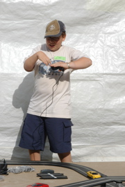 Ryan tests the Scalextric track