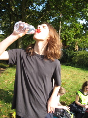 The only damp bit about the hike was Daniel drinking water.