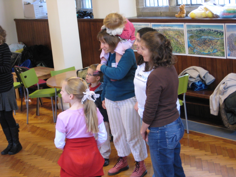 Splitting into four groups to sing a Harry Potter round.