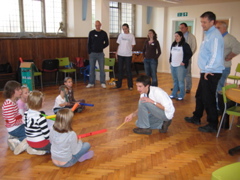 Children making music with boomwhackers
