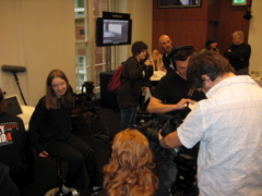 Amie preparing to be interviewed by the film crew
