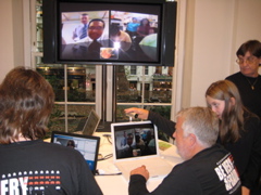 Stephen Heppell video conferences with the Minister and Little Cayman Education Service