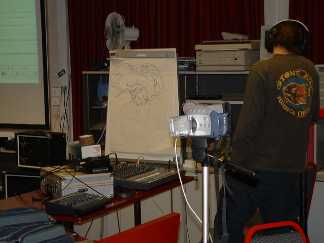 Jonny checking on the mixing desk